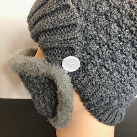 WOMENS WINTER BEANIE WITH NOSE/MOUTH COVERING IN GREY - Picture 4 of 5